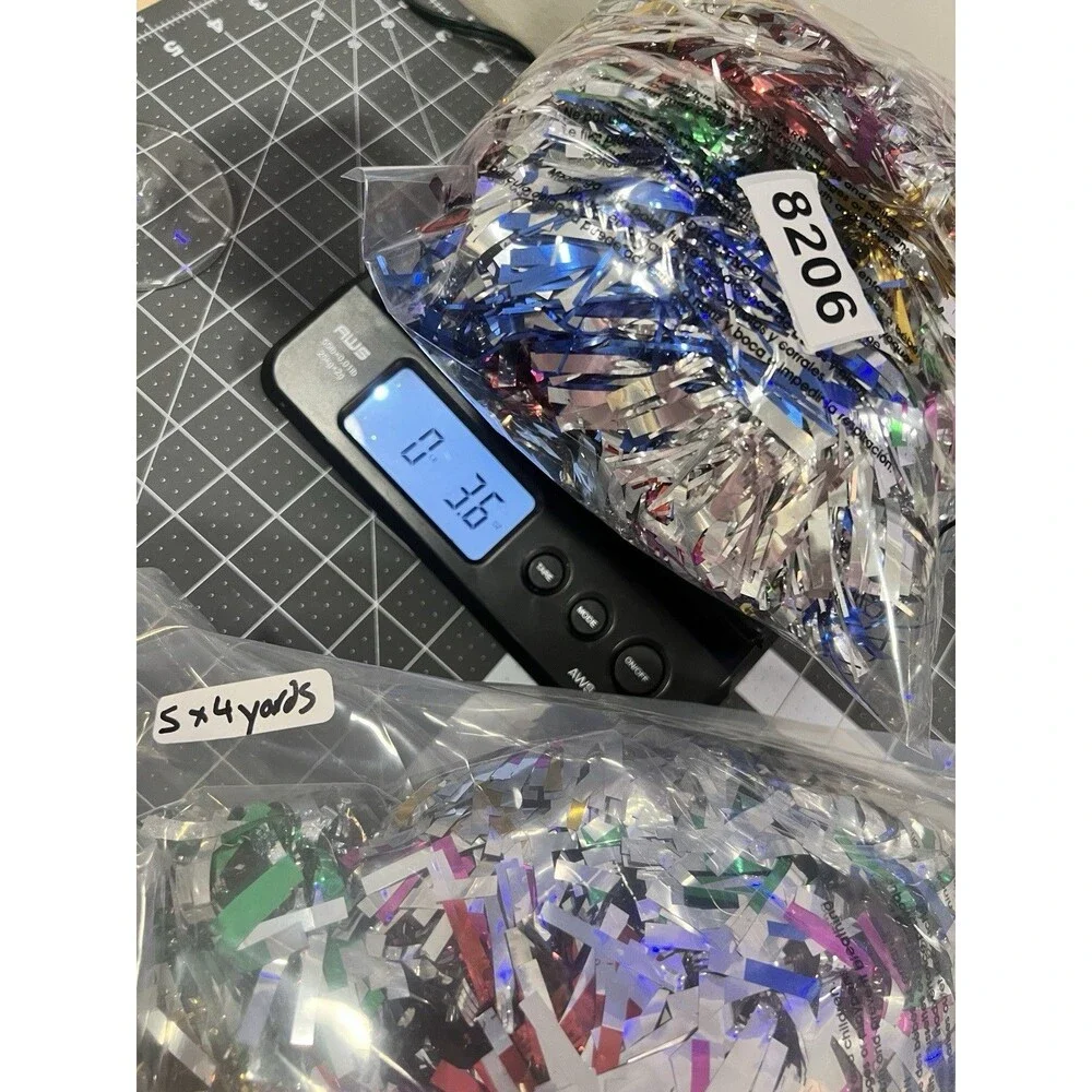 White Tinsel Garland Vintage multicolor metallic christmas tree wide shiny 12'